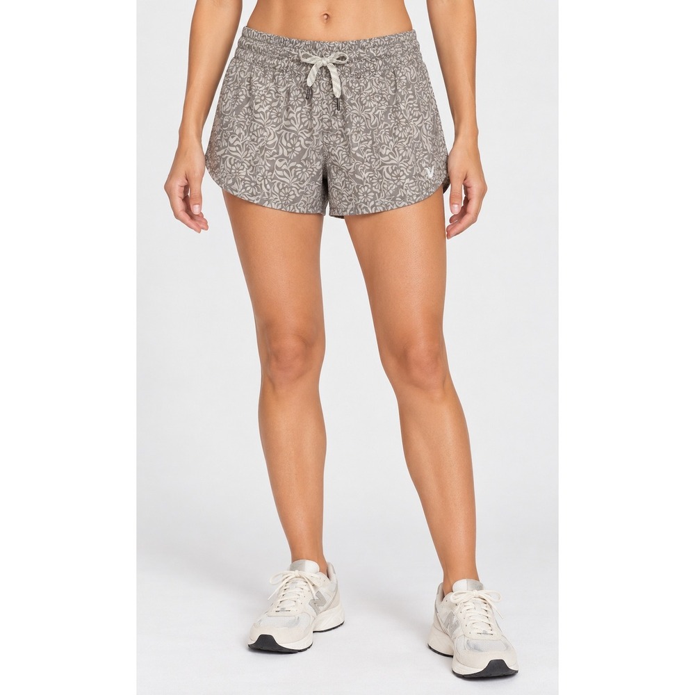 Vuori Clementine 2.0 Shorts Womens L Floral Lined Wicking Stretch 2.5 Inseam